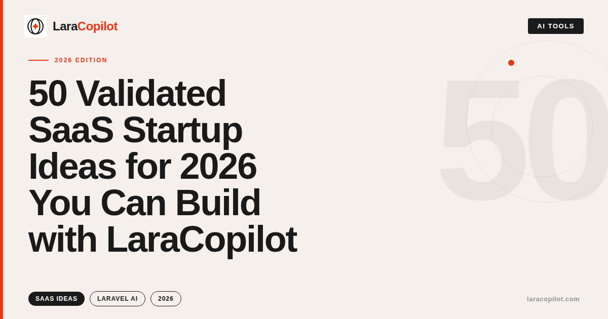 50 Validated SaaS Startup Ideas for 2026 You Can Build with LaraCopilot