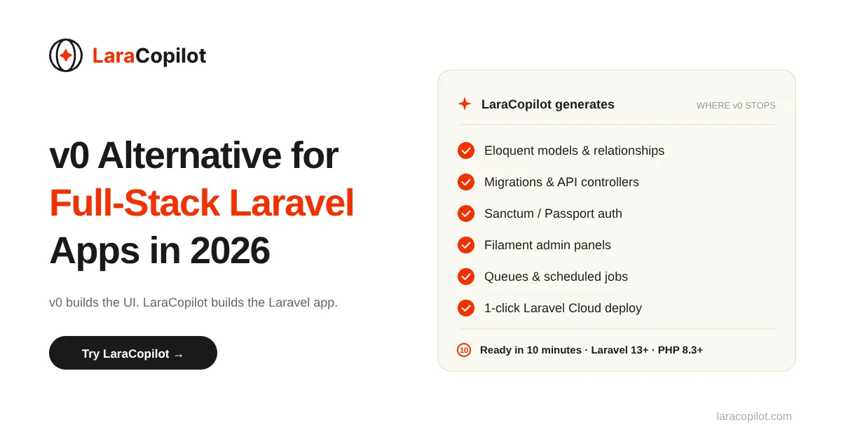 v0 Alternative for Full-Stack Laravel Apps in 2026